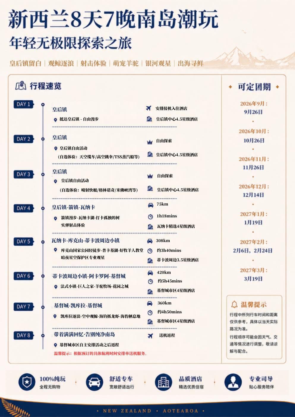 南岛8天7晚潮玩 行程详情